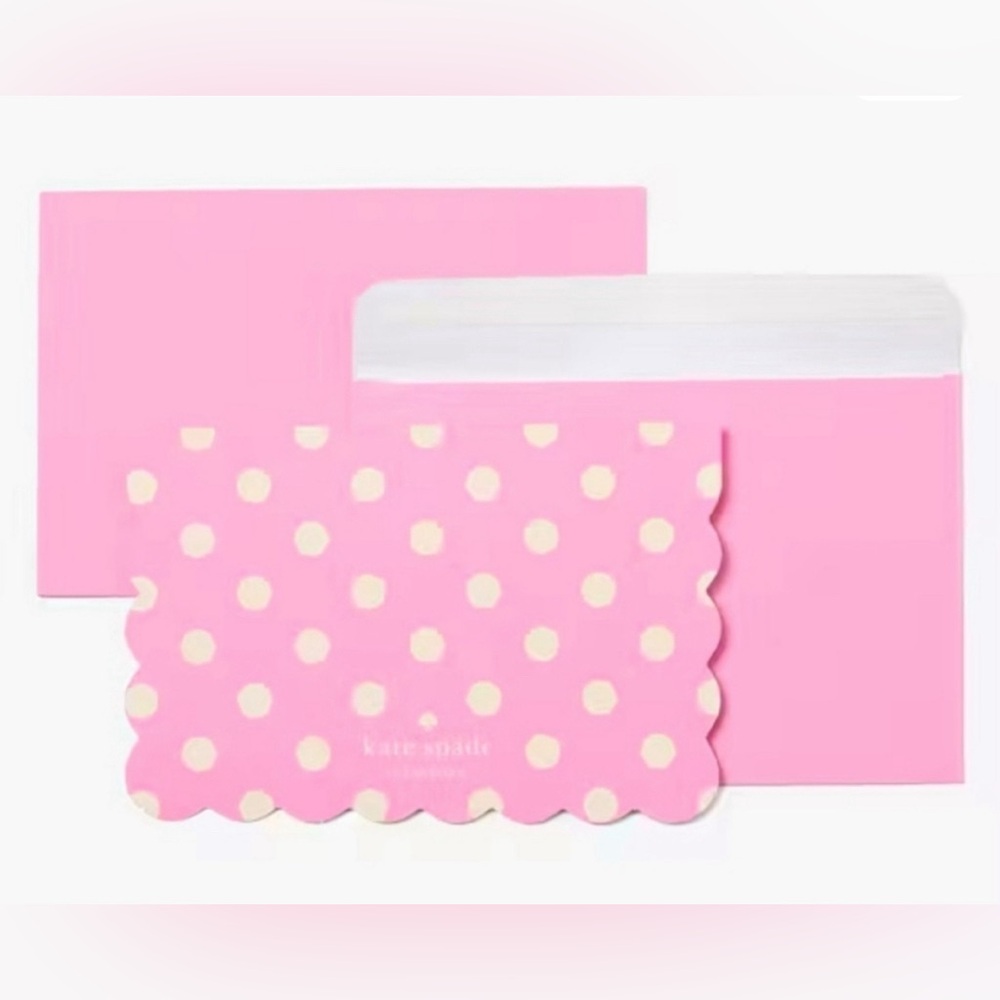 Kate Spade pink and white polka dot blank card in box - Picture 1 of 2